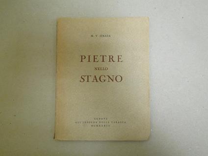 Pietre Nello Stagno Una Dedica Autografa Dell'autore - M. V. Strata - copertina