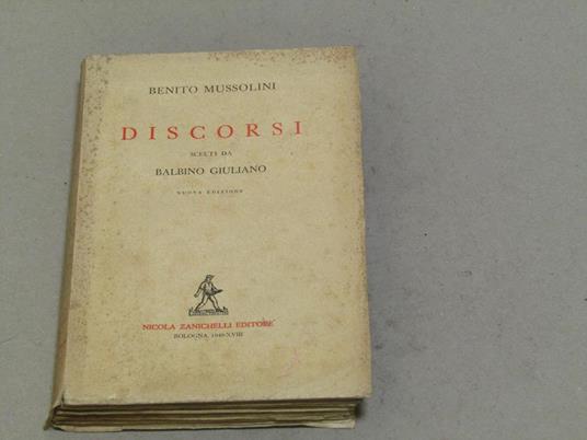 Discorsi - Benito Mussolini - copertina