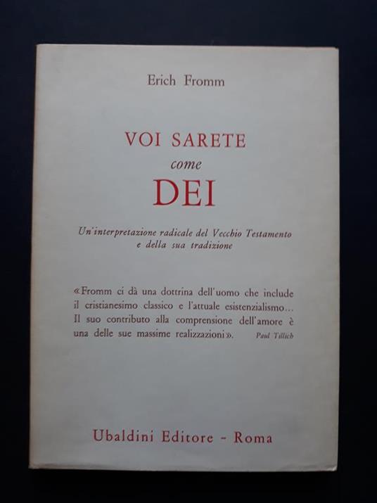 Fronn Erich. Voi sarete come Dei. Ubaldini, 1970-I - Erich Fromm - copertina