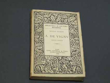 Alfred De Vigny. Laterza. 1922 - I - Mario Fubini - copertina