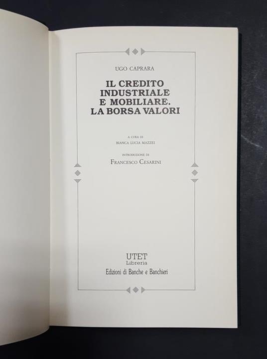 Il credito industriale e mobiliare. La borsa valori. Utet. 1991. Con cofanetto - Ugo Caprara - copertina