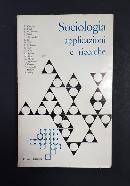 Aa. Vv. Sociologia Applicazioni E Ricerche. Laterza. 1959 - copertina