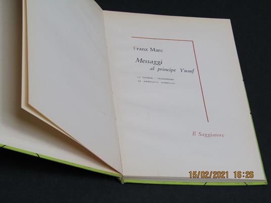 Messaggi al principe Yusuf. 17 tavole . Il Saggiatore . 1959-I - Franz Marc - copertina