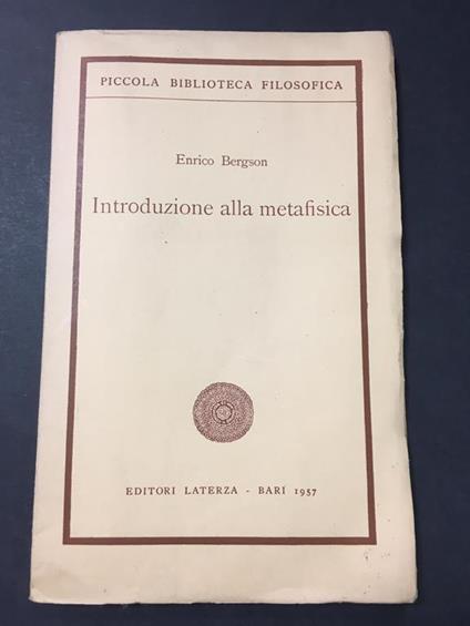 Introduzione alla metafisica. Laterza. 1957 - copertina