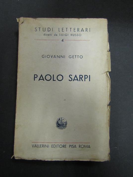 Giovanni Getto. Paolo Sarpi. Vallerini. 1941 - Giovanni Getto - copertina