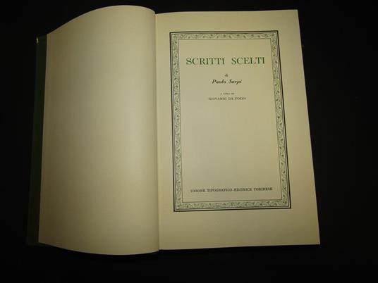 Scritti scelti. UTET. 1968 - Paolo Sarpi - copertina