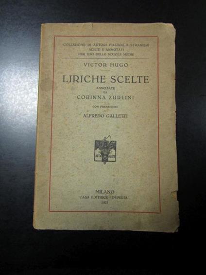 Victor Hugo. Liriche scelte. Casa editrice Imperia 1923 - Victor Hugo - copertina