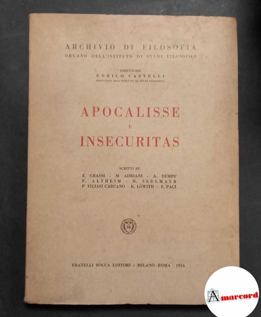 Apocalisse e insecuritas, Bocca, 1954 - copertina