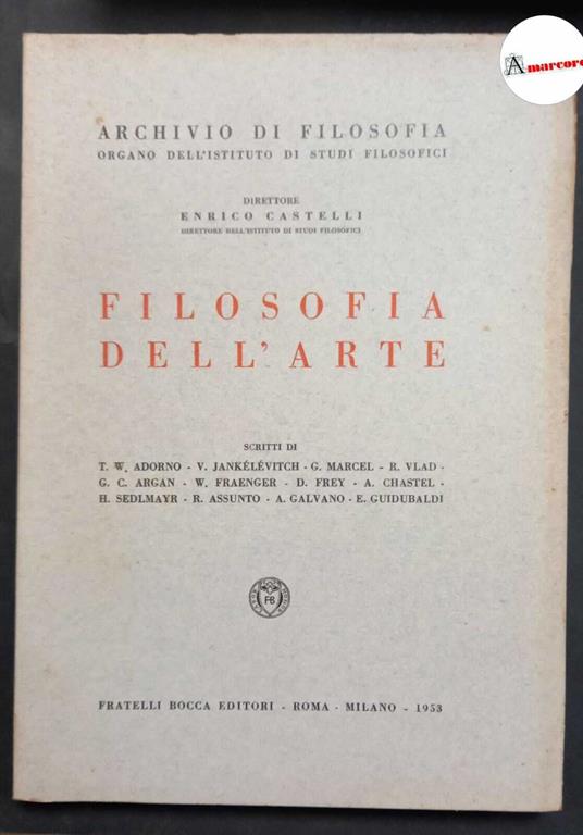 Filosofia dell'arte, Bocca, 1953 - copertina