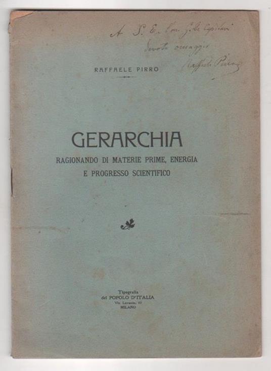 Gerarchia. Ragionando di materie prime, energia e progresso scientifico. Pirro - copertina