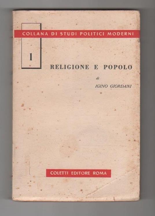 Religione e popolo. Igino Giordani - Igino Giordani - copertina