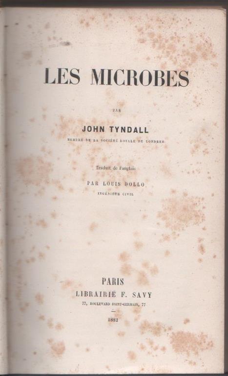 Les microbes. John Tyndall - John Tyndall - copertina