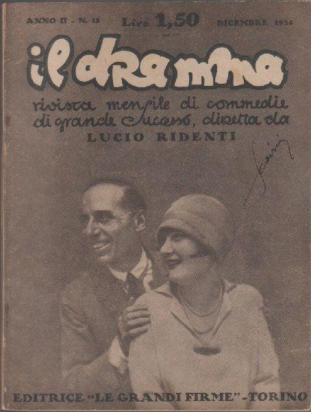 Il Dramma n° 13. dicembre 1926. Editrice le grandi firme - copertina