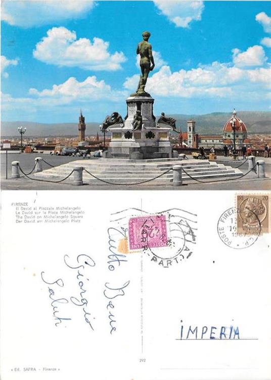 Firenze. Il David al Piazzale Michelangelo. Viaggiata 1967 - copertina