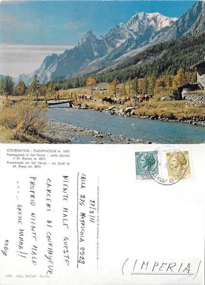 Courmayeur (AO). Planpincieux. Val Ferret e Monte Bianco. Viaggiata 1977 - copertina
