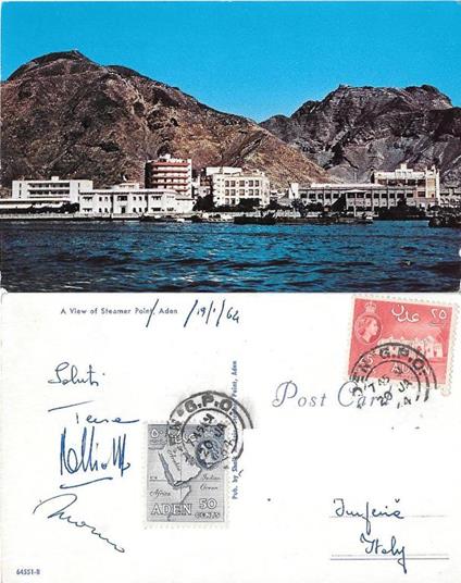 Aden. A View of Steamer Point. Viaggiata 1964 - copertina