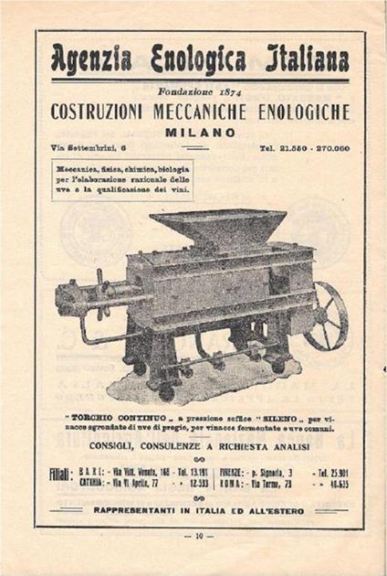 Costruzioni Meccaniche Enologiche Milano. Pubblicità 1948 - Libro Usato -  ND - | IBS