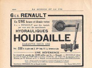 6 c.v. Renault. Amortisseurs hydrauliques Houdaille. Pubblicita 1926 -  Libro Usato - La science et la vie - | IBS