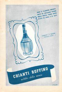 Chianti Ruffino / Tisana Kelémata. Advertising 1947, fronte retro - copertina