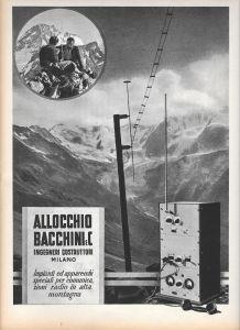 Alocchio Bacchini & C. Radio per alta montagna/Westinghouse. Advertising 1936 - copertina