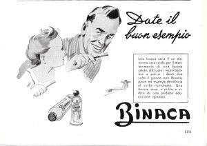 Dentifricio Binaca. Date il buon esempio. Advertising 1951 - copertina