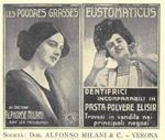 Les poudres grasses, Eustomaticus, Dentifrici. Alfonso Milani Verona. Advertising 1914