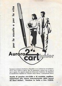 Aurora 2 cart junior/Underwood 150. Advertising 1956 - copertina