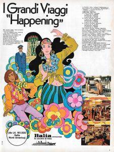 Grandi viaggi "Happening". Italia Navigazione. Advertising 1970 - copertina