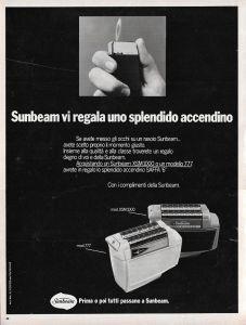 Rasoi elettrici Sunbeam/Gilette 58. Advertising 1970 fronte retro - copertina