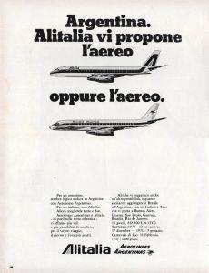 Argentina. Alitalia, vi propone l'ereo oppure l'aereo. Advertising 1970 - copertina