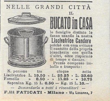 Liscivatrice Candore. Bucato in casa. Advertising 1912 - copertina