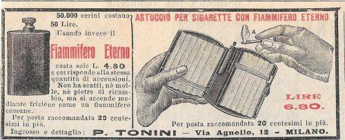 Astuccio per sigarette con fiammefero eterno. Advertising 1912 - Libro  Usato - Domenica Del Corriere - | IBS