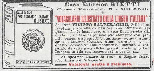 Vocabolario illustrato della lingua italiana. Bietti. Advertising 1912 -  Libro Usato - Domenica Del Corriere - | IBS