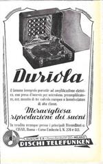 Duriola il famoso fonografo portatile. Durium. Advertising 1943