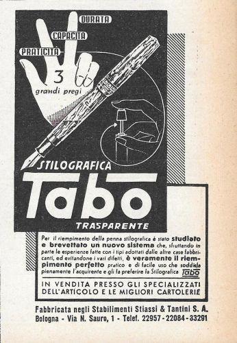 Stilografica Tabo. Advertising 1943 - copertina
