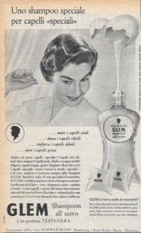 Glem Shampoo all'uovo è un prodotto Testanera.. Advertising 1956 - Libro  Usato - Tempo - | IBS