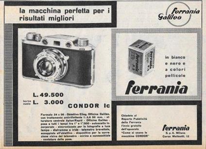 Condor Ic Ferrania Galileo. Advertising 1956 - Libro Usato - Tempo - | IBS