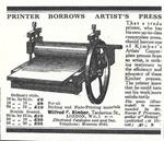 Wilfred & Kimber. Printer borrows Artist's press. Advertising 1924