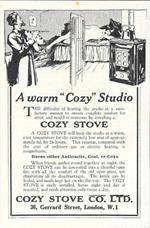 Cozy Stove Co. A warm Cozy Studio. Advertising 1924