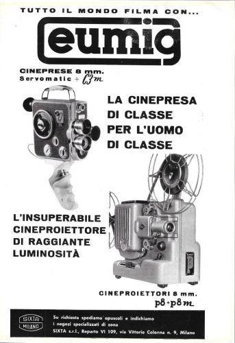 Euming. La cinepresa di classe, l'insuperabile proiettore. Advertising 1960 - copertina