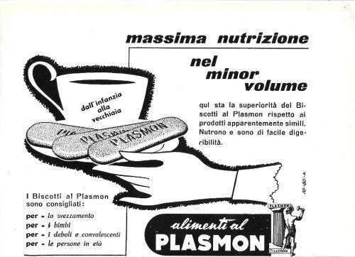 Alimento al Plasmon. Massima nutrizione nel minor volume. Advertising 1960 - copertina