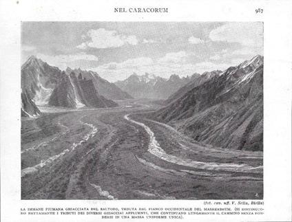 L' immane fiumana ghiacciata del Baltoro dal fianco occidentale del Masherbrum. Stampa 1928 - copertina