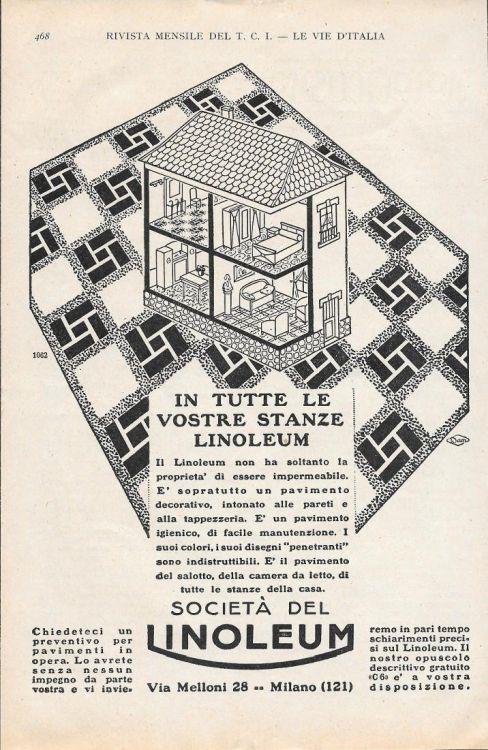 In tutte le vostre case Linoleum. Advertising 1928 - copertina