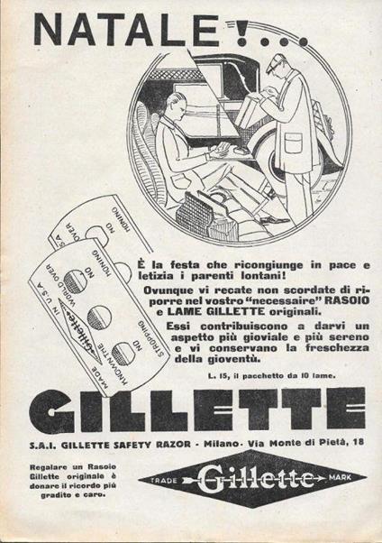 Gillette. Rasoio e Lame. Advertising 1928 - copertina