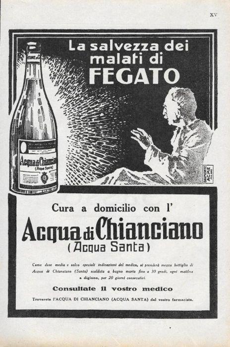 Acqua di Chianciano / Olio Sasso. Advertising 1928 - copertina