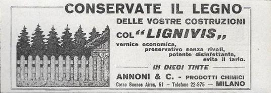 Lignivis - Conservate il Legno. Advertising 1928 - copertina