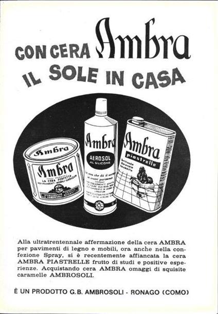 Cera Ambra, il Sole in casa. Advertising 1962 - copertina