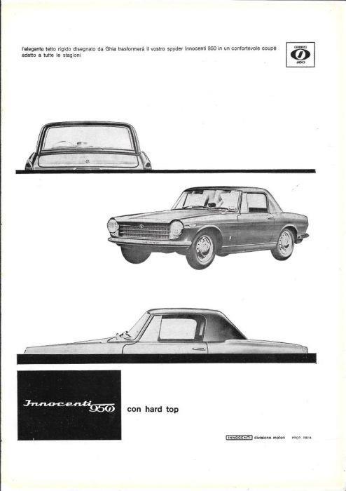 Innocenti 950 con hard top. Advertising 1962 - copertina