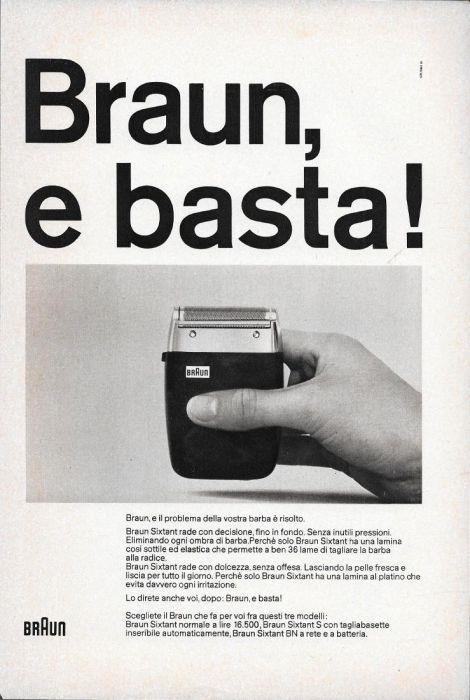 Braun e basta. Rasoi. Advertising 1963 - copertina