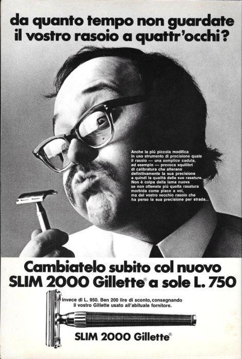 Gillette, Slim 2000 . Advertising 1969 - copertina